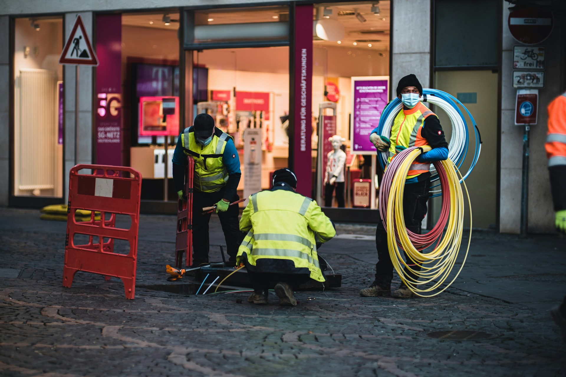 Team installing Fiber Optics